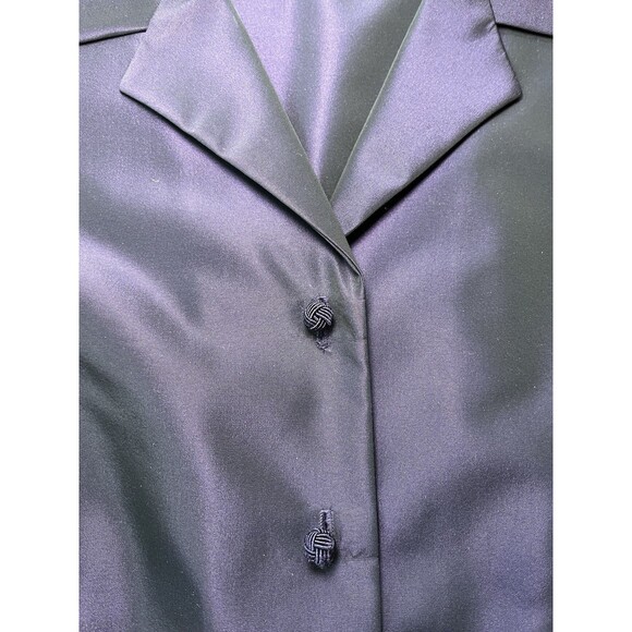 Ann Taylor Women Tops Blouses Shimmering Purple Acetate Knotted Buttons, Size 8P - Picture 5 of 11